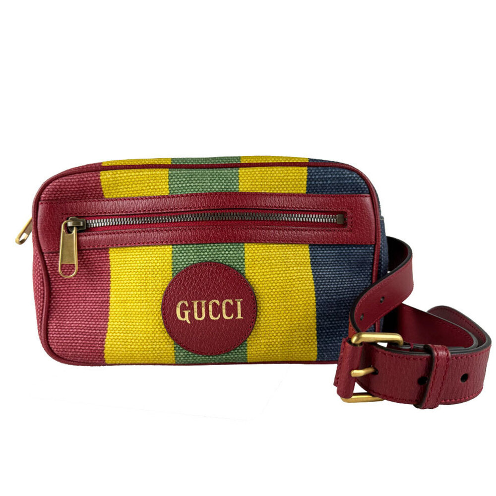 Gucci waist bag/body bag, Baiadella canvas and leather, multicolor, for men w...